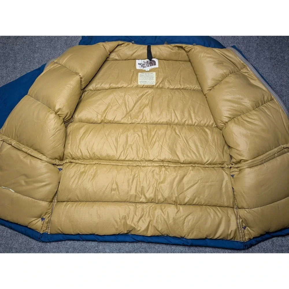 Vintage 80's The North Face‎ Brown Label Down Puffer Jacket Blue Mens Large